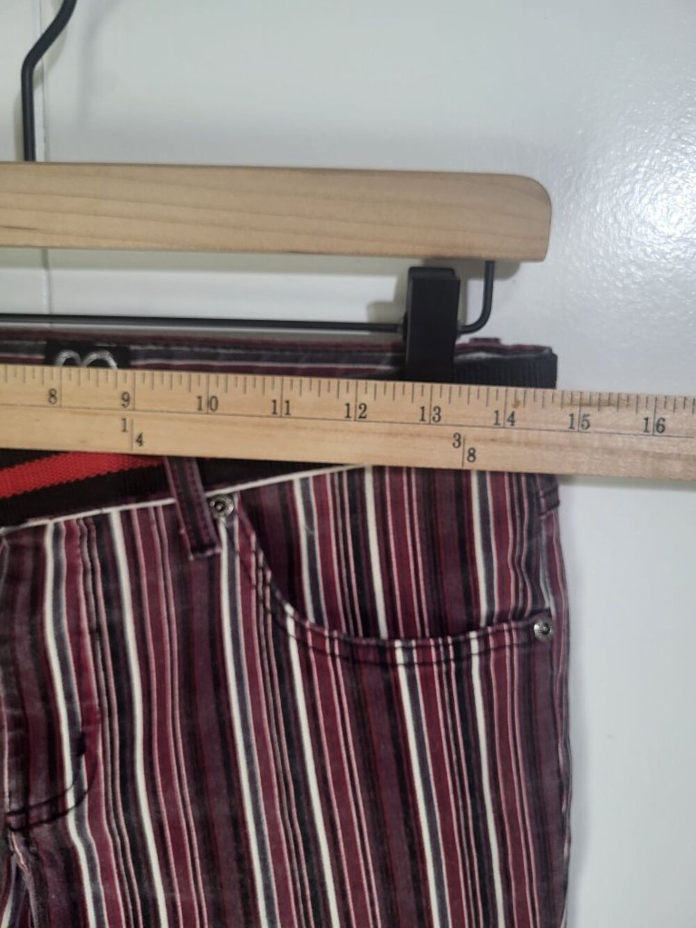 Vintage y2k XOXO Jeans SZ 7/8 Striped Bootcut Grunge Red Black - Picture 5 of 9